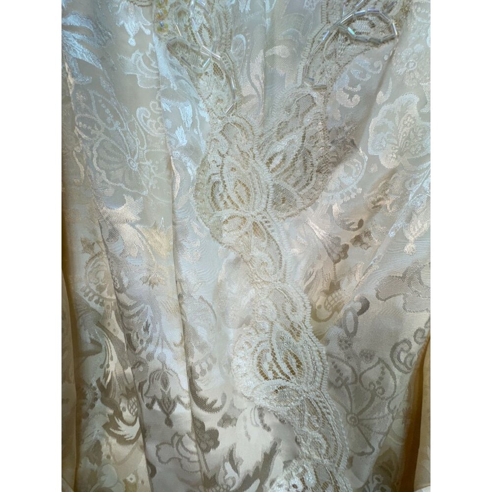 Vintage 1980s Victoria's Secret Satin Kimono Robe One Size Ivory Lace Intimates - Picture 7 of 15